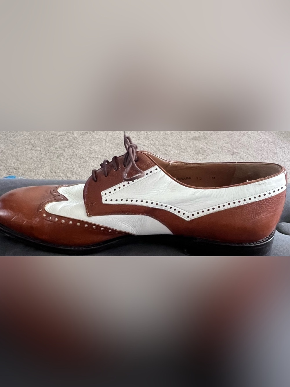Mezlan Spectator Wingtip Oxfords Men’s US 12 Brown White Leather/Spain - Picture 6 of 16